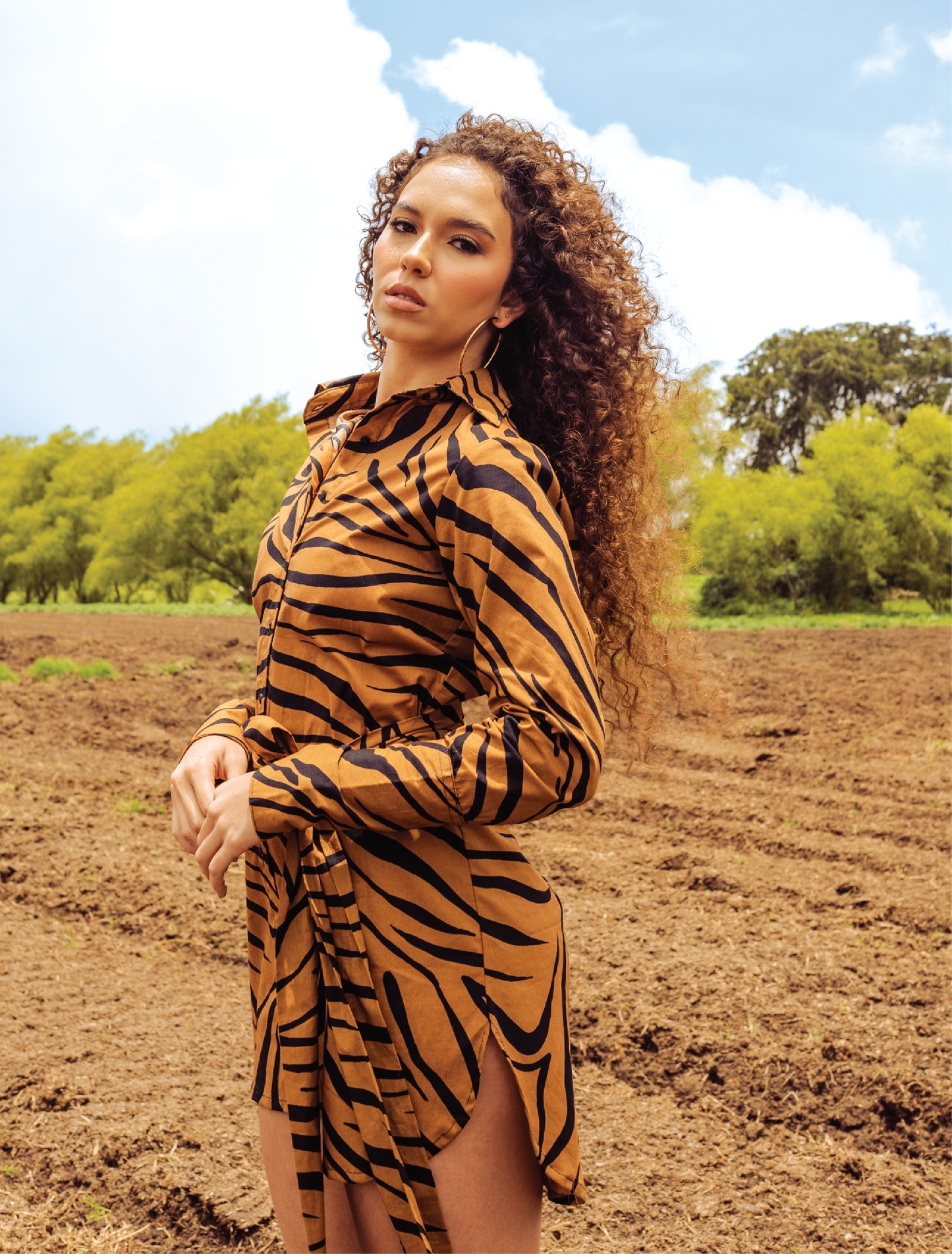 Vestido corto ajustado en cintura animal print Ser