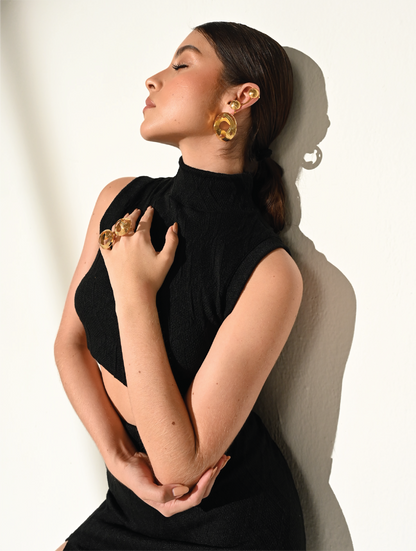 Set Top cuello alto falda con abertura Oceanic Charm