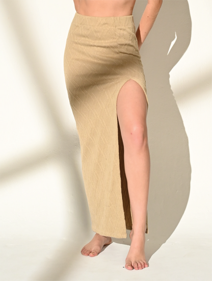 Set Top cuello alto falda con abertura Oceanic Charm