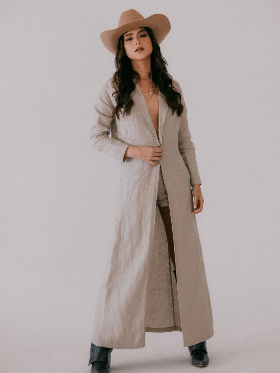 Abrigo ligero manga larga en lino Brisa Eterna