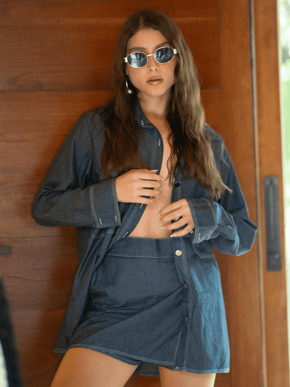 Falda Short denin en chambray Enola