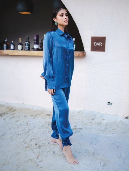 Camisa Oversized manga larga tela satinada Marrakech