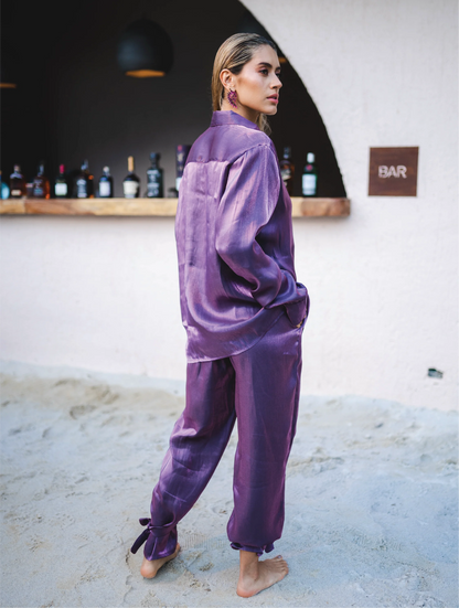 Camisa Oversized manga larga tela satinada Marrakech