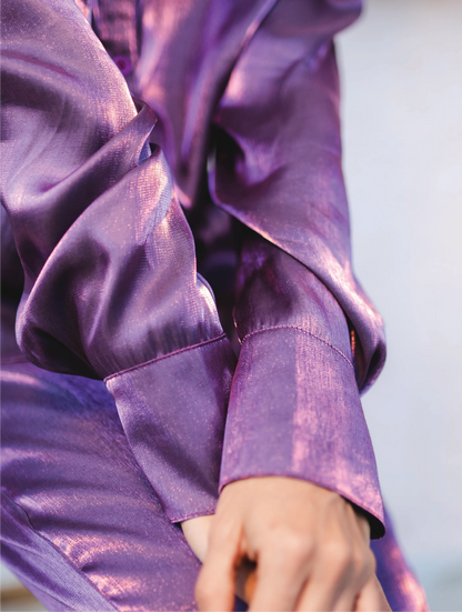 Camisa Oversized manga larga tela satinada Marrakech