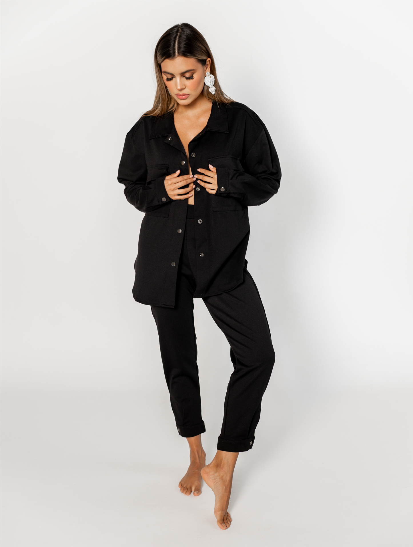 Set camisa oversized con pantalón corto ajustado Le Blanc